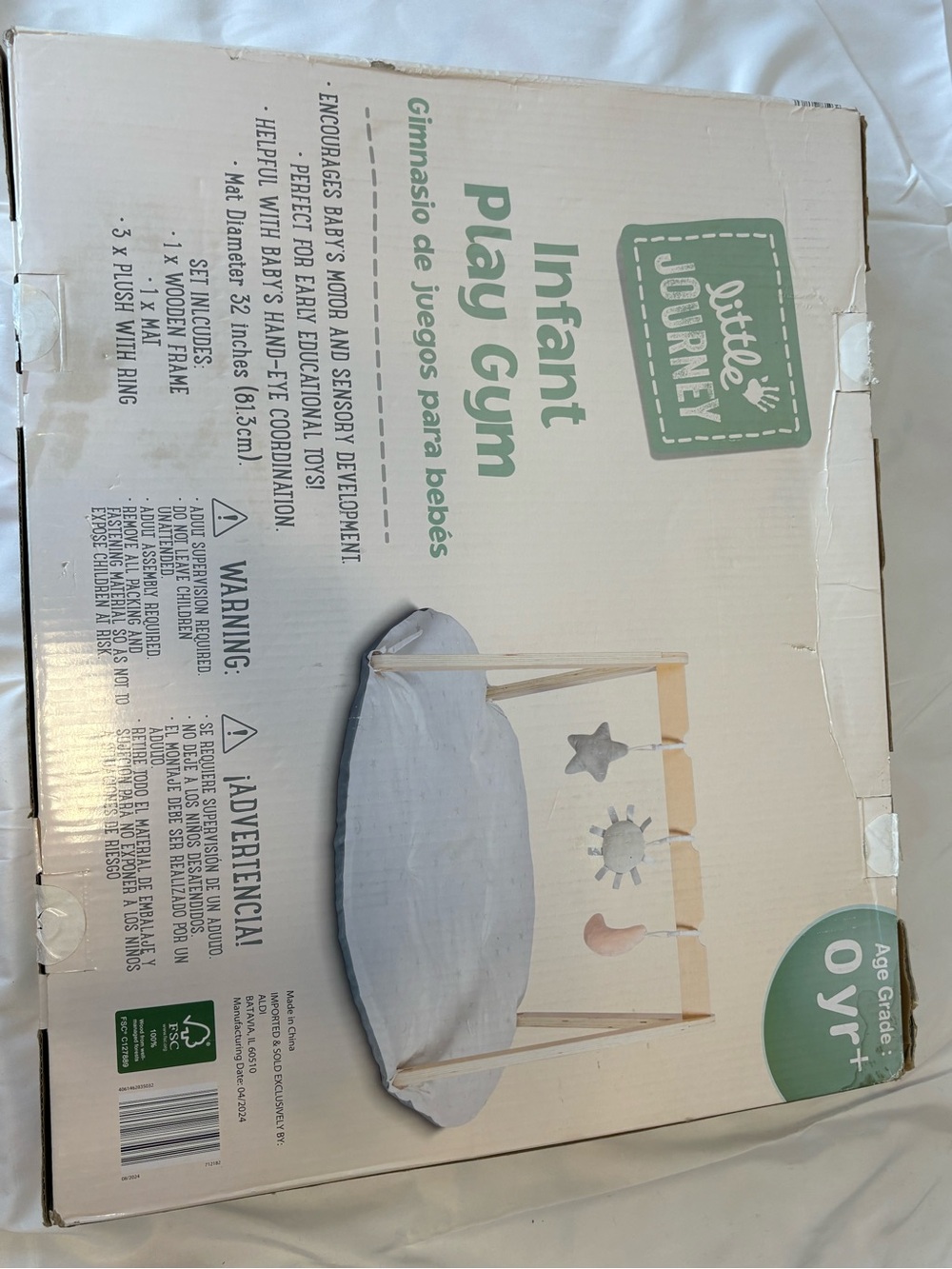 Little Journey Infant Play Gym - Gray & Natural Wood